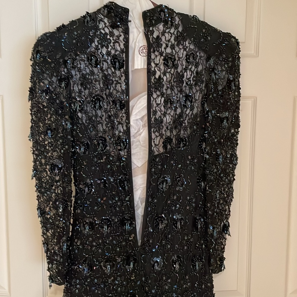 Designer high end Black beaded gown size 4 - Picture 7 of 16